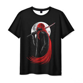 Мужская футболка 3D с принтом Лунный убийца , 100% полиэфир | прямой крой, круглый вырез горловины, длина до линии бедер | moon | ninja | warrior | воин | звезды | луна | ниндзя