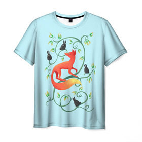 Мужская футболка 3D с принтом Милая лисичка , 100% полиэфир | прямой крой, круглый вырез горловины, длина до линии бедер | Тематика изображения на принте: animal | beast | fox | heart | love | orange | животное | зверь | лис | лиса | личиска | любовь | птица | птицы | птичка | рыжая | сердце