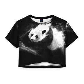 Женская футболка 3D укороченная с принтом Молочная панда , 100% полиэстер | круглая горловина, длина футболки до линии талии, рукава с отворотами | animal | bear | beast | milk | nature | panda | животное | зверь | медведь | молоко | панда | природа