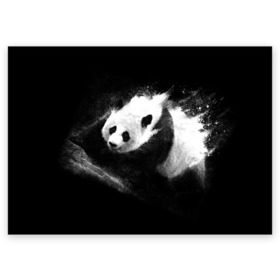 Поздравительная открытка с принтом Молочная панда , 100% бумага | плотность бумаги 280 г/м2, матовая, на обратной стороне линовка и место для марки
 | animal | bear | beast | milk | nature | panda | животное | зверь | медведь | молоко | панда | природа