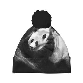 Шапка 3D c помпоном с принтом Молочная панда , 100% полиэстер | универсальный размер, печать по всей поверхности изделия | animal | bear | beast | milk | nature | panda | животное | зверь | медведь | молоко | панда | природа