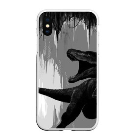 Чехол для iPhone XS Max матовый с принтом Пещера динозавра , Силикон | Область печати: задняя сторона чехла, без боковых панелей | animal | beast | dino | rage | roar | динозавр | животное | зверь | земля | пещера | рык | эра | ярость