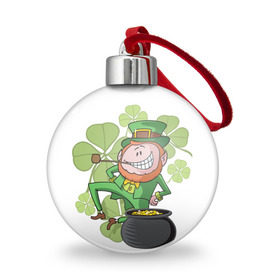 Ёлочный шар с принтом Ирландия , Пластик | Диаметр: 77 мм | Тематика изображения на принте: clover | gold | green | irish | money | st. patrick | деньги | зелёный | золото | ирландская | клевер | лепрекон