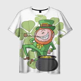 Мужская футболка 3D с принтом Ирландия , 100% полиэфир | прямой крой, круглый вырез горловины, длина до линии бедер | clover | gold | green | irish | money | st. patrick | деньги | зелёный | золото | ирландская | клевер | лепрекон