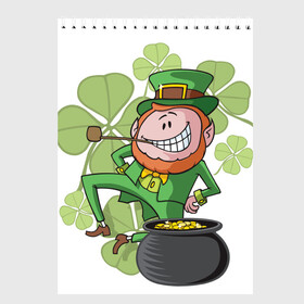 Скетчбук с принтом Ирландия , 100% бумага
 | 48 листов, плотность листов — 100 г/м2, плотность картонной обложки — 250 г/м2. Листы скреплены сверху удобной пружинной спиралью | clover | gold | green | irish | money | st. patrick | деньги | зелёный | золото | ирландская | клевер | лепрекон