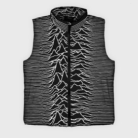 Мужской жилет утепленный 3D с принтом Joy Division. Unknown Pleasures ,  |  | joy division | альбом | волны | горы | линии | обложка | панк | рок