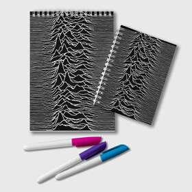 Блокнот с принтом Joy Division Unknown Pleasures , 100% бумага | 48 листов, плотность листов — 60 г/м2, плотность картонной обложки — 250 г/м2. Листы скреплены удобной пружинной спиралью. Цвет линий — светло-серый
 | Тематика изображения на принте: joy division | альбом | волны | горы | линии | обложка | панк | рок