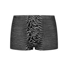 Мужские трусы 3D с принтом Joy Division. Unknown Pleasures , 50% хлопок, 50% полиэстер | классическая посадка, на поясе мягкая тканевая резинка | Тематика изображения на принте: joy division | альбом | волны | горы | линии | обложка | панк | рок