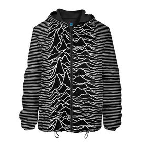 Мужская куртка 3D с принтом Joy Division. Unknown Pleasures , ткань верха — 100% полиэстер, подклад — флис | прямой крой, подол и капюшон оформлены резинкой с фиксаторами, два кармана без застежек по бокам, один большой потайной карман на груди. Карман на груди застегивается на липучку | Тематика изображения на принте: joy division | альбом | волны | горы | линии | обложка | панк | рок