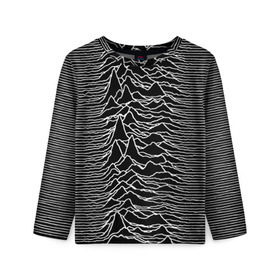 Детский лонгслив 3D с принтом Joy Division. Unknown Pleasures , 100% полиэстер | длинные рукава, круглый вырез горловины, полуприлегающий силуэт
 | joy division | альбом | волны | горы | линии | обложка | панк | рок