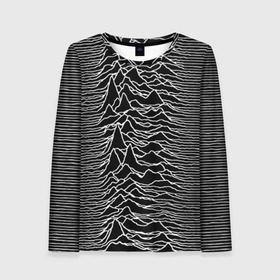 Женский лонгслив 3D с принтом Joy Division. Unknown Pleasures , 100% полиэстер | длинные рукава, круглый вырез горловины, полуприлегающий силуэт | joy division | альбом | волны | горы | линии | обложка | панк | рок