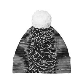 Шапка 3D c помпоном с принтом Joy Division. Unknown Pleasures , 100% полиэстер | универсальный размер, печать по всей поверхности изделия | Тематика изображения на принте: joy division | альбом | волны | горы | линии | обложка | панк | рок