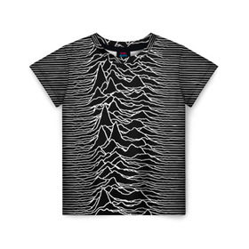 Детская футболка 3D с принтом Joy Division. Unknown Pleasures , 100% гипоаллергенный полиэфир | прямой крой, круглый вырез горловины, длина до линии бедер, чуть спущенное плечо, ткань немного тянется | joy division | альбом | волны | горы | линии | обложка | панк | рок