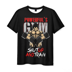 Мужская футболка 3D с принтом Powerful Gym , 100% полиэфир | прямой крой, круглый вырез горловины, длина до линии бедер | dragon ball | powerful | strong | workout | воркаут | драгон бол