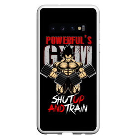 Чехол для Samsung Galaxy S10 с принтом Powerfuls Gym , Силикон | Область печати: задняя сторона чехла, без боковых панелей | Тематика изображения на принте: dragon ball | powerful | strong | workout | воркаут | драгон бол