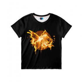 Детская футболка 3D с принтом Золотая рыбка , 100% гипоаллергенный полиэфир | прямой крой, круглый вырез горловины, длина до линии бедер, чуть спущенное плечо, ткань немного тянется | агрессивные | арт | веселые | дыым | интересные | новинки | огонь | пламя | популярное | узор