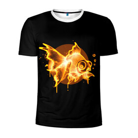 Мужская футболка 3D спортивная с принтом Золотая рыбка , 100% полиэстер с улучшенными характеристиками | приталенный силуэт, круглая горловина, широкие плечи, сужается к линии бедра | агрессивные | арт | веселые | дыым | интересные | новинки | огонь | пламя | популярное | узор