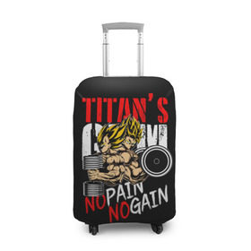 Чехол для чемодана 3D с принтом Titans Gym , 86% полиэфир, 14% спандекс | двустороннее нанесение принта, прорези для ручек и колес | dragon ball | no pain no gain | аниме | драгон болл