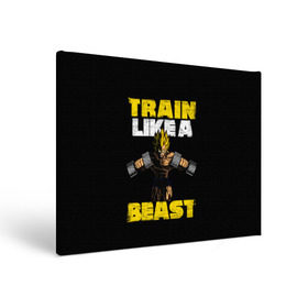 Холст прямоугольный с принтом Train Like a Beast , 100% ПВХ |  | Тематика изображения на принте: dragon ball | strong | workout | воркаут | драгон бол