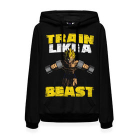 Женская толстовка 3D с принтом Train Like a Beast , 100% полиэстер  | двухслойный капюшон со шнурком для регулировки, мягкие манжеты на рукавах и по низу толстовки, спереди карман-кенгуру с мягким внутренним слоем. | dragon ball | strong | workout | воркаут | драгон бол