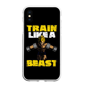 Чехол для iPhone XS Max матовый с принтом Train Like a Beast , Силикон | Область печати: задняя сторона чехла, без боковых панелей | dragon ball | strong | workout | воркаут | драгон бол
