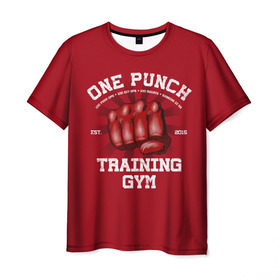 Мужская футболка 3D с принтом One Punch Gym , 100% полиэфир | прямой крой, круглый вырез горловины, длина до линии бедер | boxing | combat | fight | fighter | kickboxing | muay thai | wrestling | боец | бой | бокс | боксер | драка | кикбоксинг | май тай