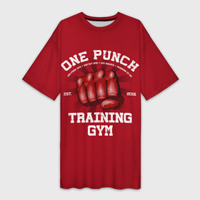 Платье-футболка 3D с принтом One Punch Gym ,  |  | boxing | combat | fight | fighter | kickboxing | muay thai | wrestling | боец | бой | бокс | боксер | драка | кикбоксинг | май тай