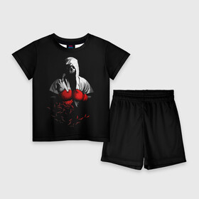 Детский костюм с шортами 3D с принтом Мертвый боксер ,  |  | bone | boxing | combat | fight | fighter | kickboxing | muay thai | skelet | skull | wrestling | боец | бой | бокс | боксер | драка | кикбоксинг | кости | май тай | скелет | череп