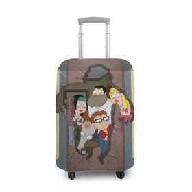 Чехол для чемодана 3D с принтом American dad , 86% полиэфир, 14% спандекс | двустороннее нанесение принта, прорези для ручек и колес | американский папаша | кино | киногерой | сезон | сериал | фильм
