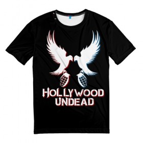 Мужская футболка 3D с принтом Hollywood Undead , 100% полиэфир | прямой крой, круглый вырез горловины, длина до линии бедер | hollywood undead