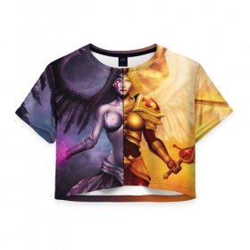 Женская футболка 3D укороченная с принтом Morgana Kayle , 100% полиэстер | круглая горловина, длина футболки до линии талии, рукава с отворотами | 