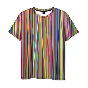 Мужская футболка 3D с принтом Тест принтера , 100% полиэфир | прямой крой, круглый вырез горловины, длина до линии бедер | полоски | цвета