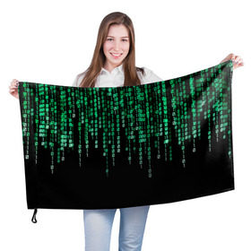 Флаг 3D с принтом Матрица , 100% полиэстер | плотность ткани — 95 г/м2, размер — 67 х 109 см. Принт наносится с одной стороны | background | black | green | matrix | movie | numbers | зеленые | матрица | фильм | фон | цифры | черный
