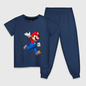 Детская пижама хлопок с принтом Super Mario , 100% хлопок |  брюки и футболка прямого кроя, без карманов, на брюках мягкая резинка на поясе и по низу штанин
 | nintendo | марио | нинтендо