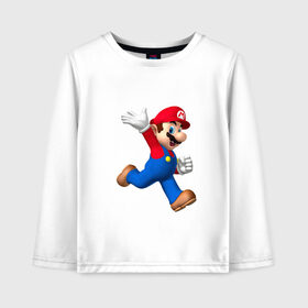 Детский лонгслив хлопок с принтом Super Mario , 100% хлопок | круглый вырез горловины, полуприлегающий силуэт, длина до линии бедер | nintendo | марио | нинтендо
