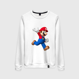 Женский свитшот хлопок с принтом Super Mario , 100% хлопок | прямой крой, круглый вырез, на манжетах и по низу широкая трикотажная резинка  | nintendo | марио | нинтендо