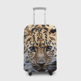 Чехол для чемодана 3D с принтом Леопард , 86% полиэфир, 14% спандекс | двустороннее нанесение принта, прорези для ручек и колес | взгляд | глаза | дикая кошка | леопард | хищник