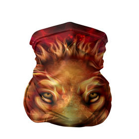 Бандана-труба 3D с принтом Огненный лев , 100% полиэстер, ткань с особыми свойствами — Activecool | плотность 150‒180 г/м2; хорошо тянется, но сохраняет форму | Тематика изображения на принте: animal | fire | flame | head | lion | look | predator | взгляд | голова | животное | лев | огненный | огонь | пламя | хищник