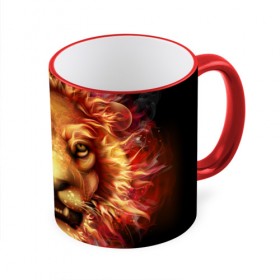Кружка 3D с принтом Огненный лев , керамика | ёмкость 330 мл | Тематика изображения на принте: animal | fire | flame | head | lion | look | predator | взгляд | голова | животное | лев | огненный | огонь | пламя | хищник