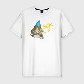 Мужская футболка премиум с принтом ВЖУХ котик , 92% хлопок, 8% лайкра | приталенный силуэт, круглый вырез ворота, длина до линии бедра, короткий рукав | вжух | котик