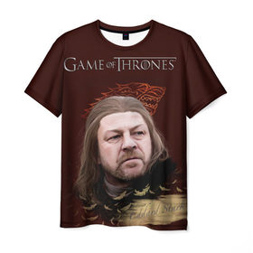 Мужская футболка 3D с принтом Eddard Stark , 100% полиэфир | прямой крой, круглый вырез горловины, длина до линии бедер | eddart | game of thrones | stark | игра престолов | нед | нэд | старк | эддард | эддарт