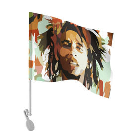 Флаг для автомобиля с принтом Боб Марли , 100% полиэстер | Размер: 30*21 см | bob marley | composer | guitarist | jamaica | jamaican musician | reggae | singer | музыкант | регги