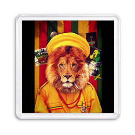 Магнит 55*55 с принтом Ямайка лев , Пластик | Размер: 65*65 мм; Размер печати: 55*55 мм | jamaica | lion