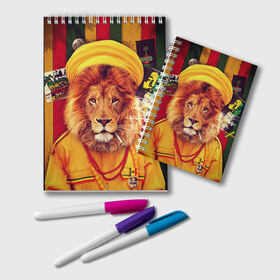 Блокнот с принтом Ямайка лев , 100% бумага | 48 листов, плотность листов — 60 г/м2, плотность картонной обложки — 250 г/м2. Листы скреплены удобной пружинной спиралью. Цвет линий — светло-серый
 | jamaica | lion