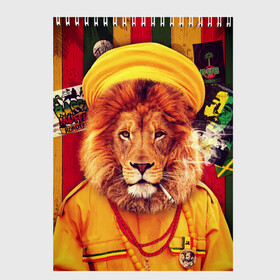Скетчбук с принтом Ямайка лев , 100% бумага
 | 48 листов, плотность листов — 100 г/м2, плотность картонной обложки — 250 г/м2. Листы скреплены сверху удобной пружинной спиралью | jamaica | lion