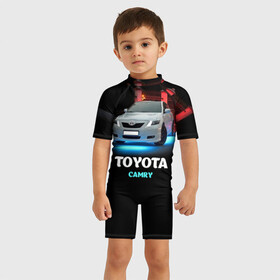 Детский купальный костюм 3D с принтом Toyota Camry , Полиэстер 85%, Спандекс 15% | застежка на молнии на спине | camry | toyota | авто. автомобиль | камри | машина | тачка | тойота