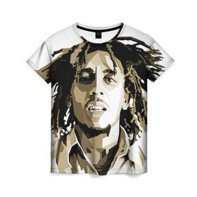 Женская футболка 3D с принтом Ямайка, Боб Марли , 100% полиэфир ( синтетическое хлопкоподобное полотно) | прямой крой, круглый вырез горловины, длина до линии бедер | bob marley | reggae