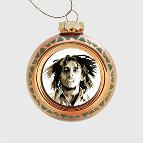 Стеклянный ёлочный шар с принтом Ямайка, Боб Марли , Стекло | Диаметр: 80 мм | bob marley | reggae