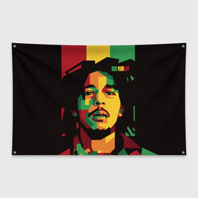 Флаг-баннер с принтом Ямайка Боб Марли , 100% полиэстер | размер 67 х 109 см, плотность ткани — 95 г/м2; по краям флага есть четыре люверса для крепления | bob marley | reggae | регги