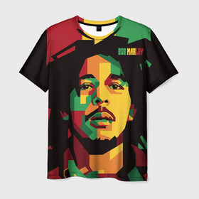 Мужская футболка 3D с принтом Ямайка, Боб Марли , 100% полиэфир | прямой крой, круглый вырез горловины, длина до линии бедер | bob marley | reggae | регги